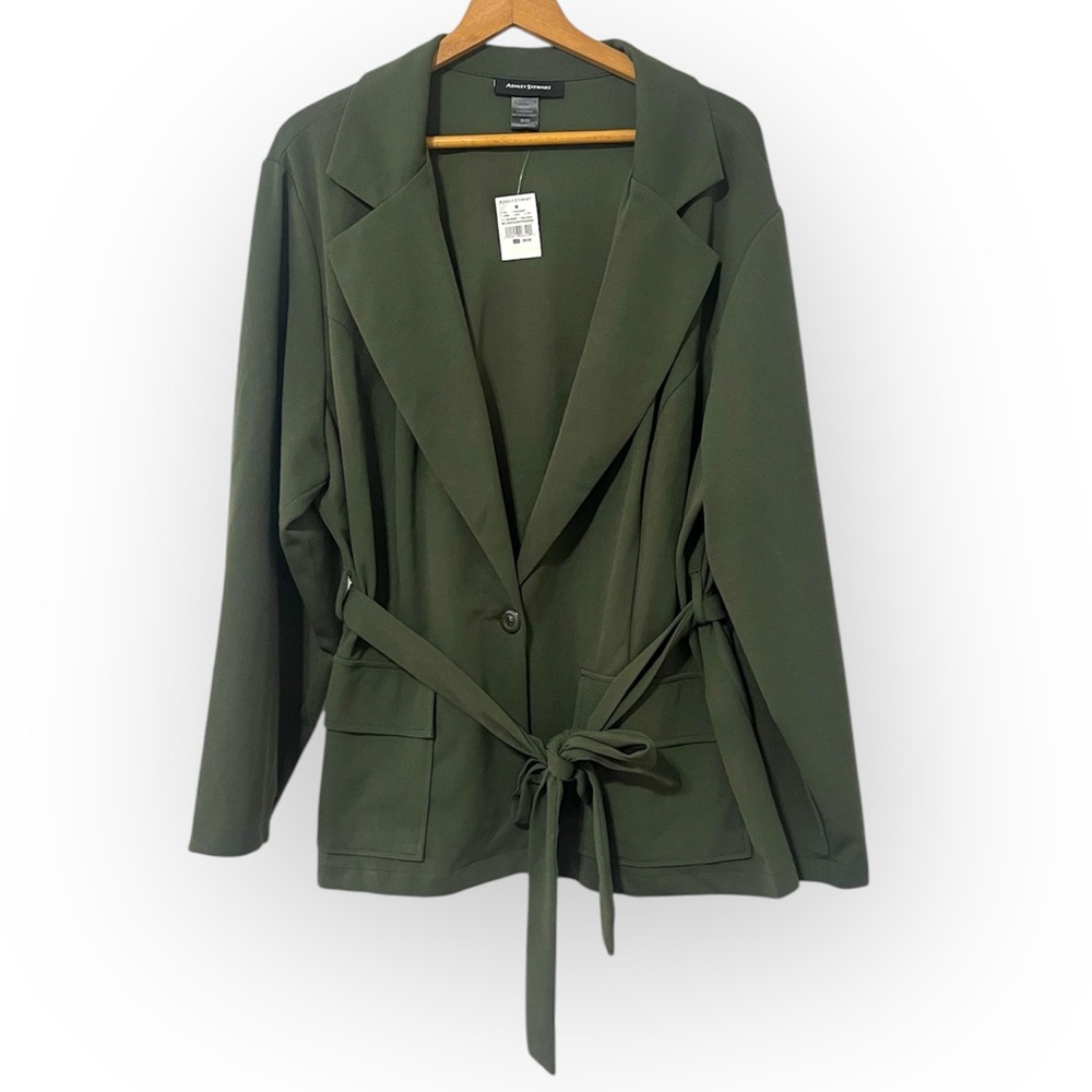 Ashley Stewart Green Belted Blazer size 26 NWT